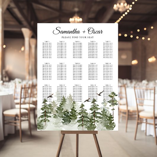 modern Waterverf groen bos met sneeuw Poster