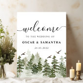 modern Waterverf groen bos met sneeuw Poster