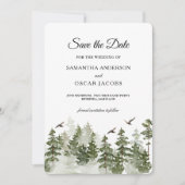 modern Waterverf groen bos met sneeuw Save The Date (Voorkant)