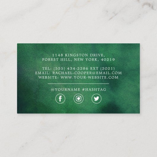 Modern Waterverf groen & goudfolie Visitekaartje (Achterkant)