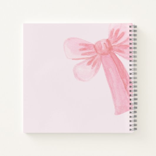 Modern Waterverf Hallo Blush Pink Bow Notitieboek (Achterkant)