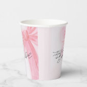 Modern Waterverf Hallo Blush Pink Bow Papieren Bekers (Rechts)