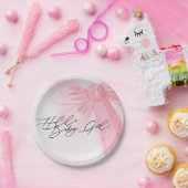 Modern Waterverf Hallo Blush Pink Bow Papieren Bordje (Feest)