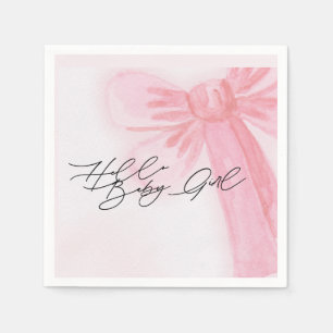 Modern Waterverf Hallo Blush Pink Bow Servet