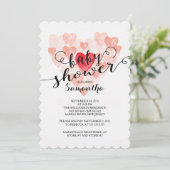 Modern Waterverf Hearts Baby shower Invitation Kaart (Staand voorkant)