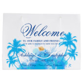 Modern Waterverf Island Beach Palms Wedding Groot Cadeauzakje (Achterkant)
