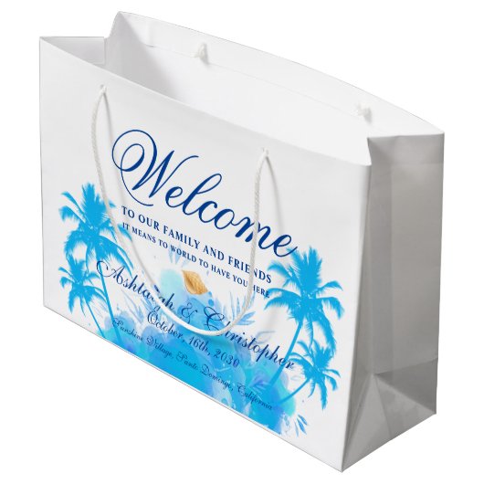 Modern Waterverf Island Beach Palms Wedding Groot Cadeauzakje (Achterkant Gekanteld)