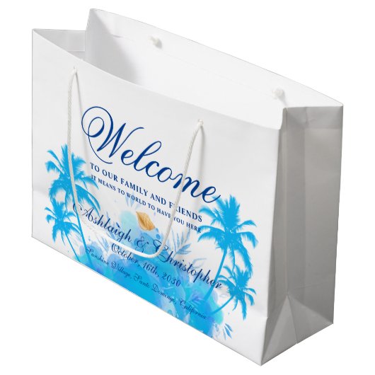 Modern Waterverf Island Beach Palms Wedding Groot Cadeauzakje (Voorkant Gekanteld)