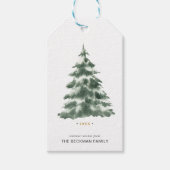 Modern Waterverf kerstboom cadeau Label Cadeaulabel (Voorkant)
