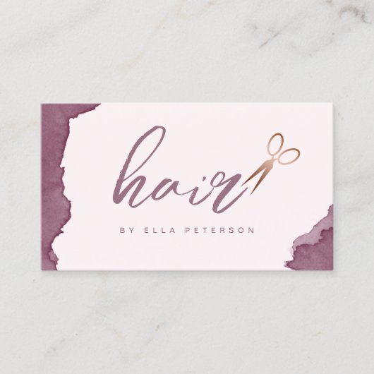 Modern waterverf koperen roos goudhaar visitekaartje (Voorkant)