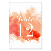 Modern waterverf koraalrif trouwtafel nummer kaart (Voorkant)