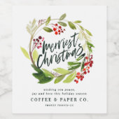 Modern waterverf krans blad chic zakelijk wijn etiket (Enkel label)