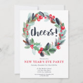 Modern waterverf krans script oudejaarsavond kaart (Voorkant)