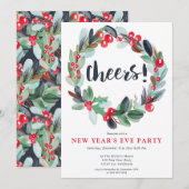 Modern waterverf krans script oudejaarsavond kaart (Voorkant / Achterkant)