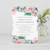 MODERN-Waterverf: Latijnse brede strips met Rozen Kaart (Staand voorkant)