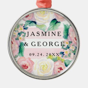 MODERN-Waterverf: Latijnse brede strips met Rozen Metalen Ornament