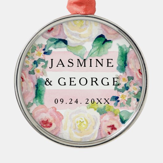 MODERN-Waterverf: Latijnse brede strips met Rozen Metalen Ornament (Voorkant)