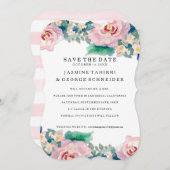 MODERN-Waterverf: Latijnse brede strips met Rozen Save The Date (Voorkant / Achterkant)