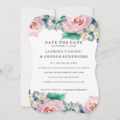 MODERN-Waterverf: Latijnse brede strips met Rozen Save The Date (Voorkant)