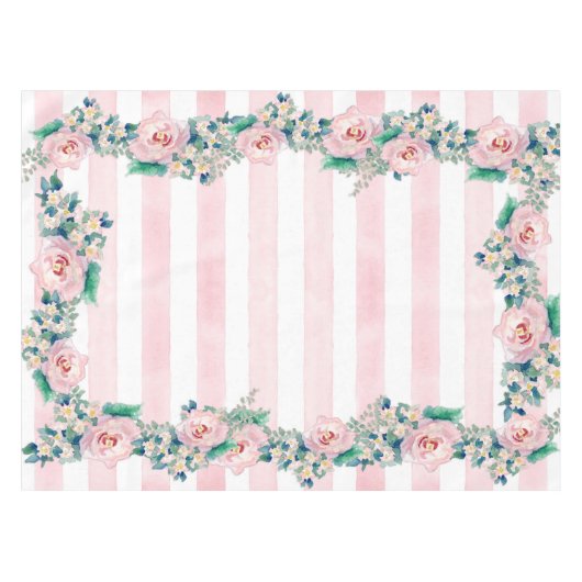 MODERN-Waterverf: Latijnse brede strips met Rozen Tafelkleed (Voorkant (Horizontaal))