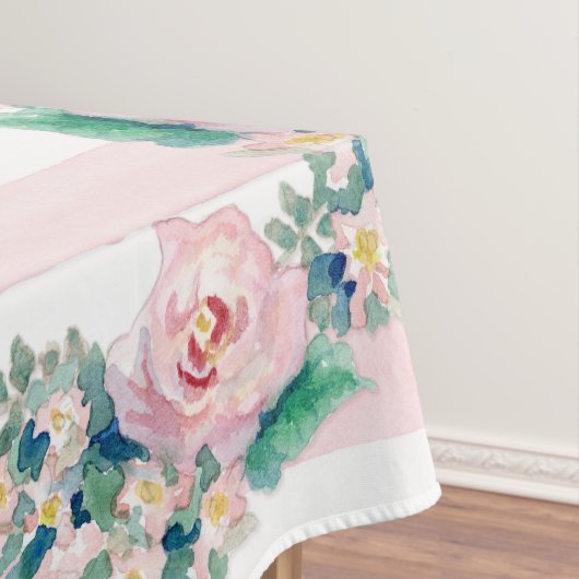 MODERN-Waterverf: Latijnse brede strips met Rozen Tafelkleed (Voorbeeld)