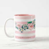 MODERN-Waterverf: Latijnse brede strips met Rozen Tweekleurige Koffiemok (Links)