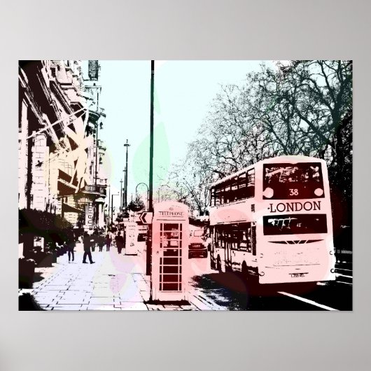 Modern Waterverf London Street Scene Pop Art Poster (Voorkant)