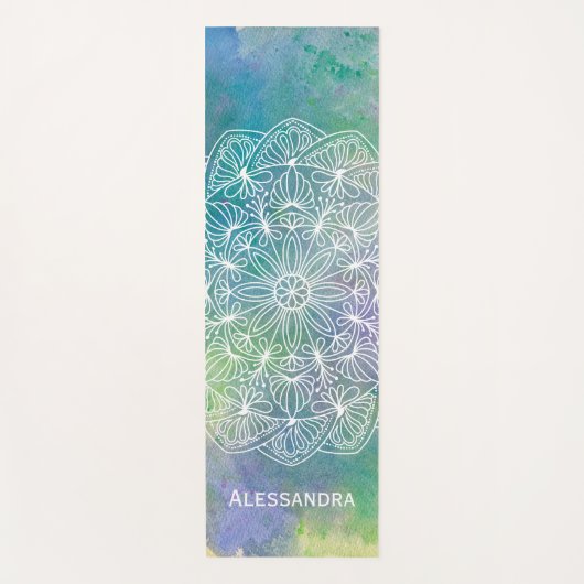 Modern Waterverf Mandala Persoonlijke Yoga Mat (Voorkant)