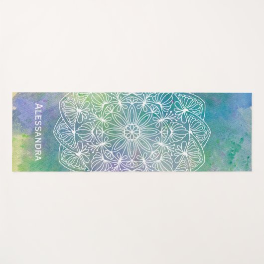 Modern Waterverf Mandala Persoonlijke Yoga Mat (Voorkant (horizontaal))