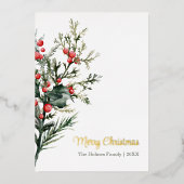 Modern Waterverf Mistletoe Christmas Gold Folie Feestdagenkaart (Voorkant)