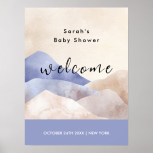 Modern Waterverf Mountain Baby shower Welkom Poster