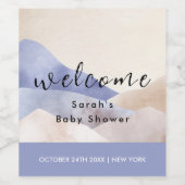 Modern Waterverf Mountain Baby shower Welkom Wijn Etiket (Enkel label)