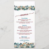 Modern Waterverf Mountain Wedding Menu 4 x 9 (Voorkant)