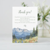 Modern Waterverf Mountain Wildflower Baby shower Bedankkaart (Staand voorkant)