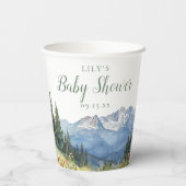 Modern Waterverf Mountain Wildflower Baby shower Papieren Bekers (Achterkant)