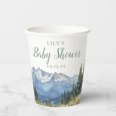 Modern Waterverf Mountain Wildflower Baby shower Papieren Bekers (Voorkant)