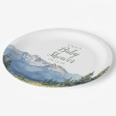 Modern Waterverf Mountain Wildflower Baby shower Papieren Bordje (Gekanteld)