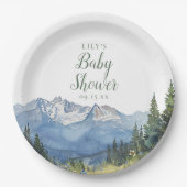 Modern Waterverf Mountain Wildflower Baby shower Papieren Bordje (Voorkant)