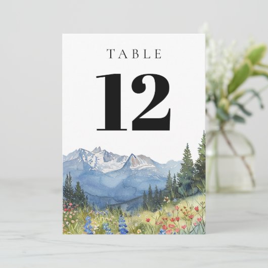 Modern Waterverf Mountain Wildflower Tafelnummer (Staand voorkant)