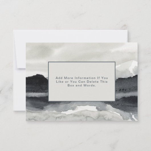 Modern Waterverf Mountains RSVP Card Indigo Cream (Achterkant)
