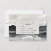 Modern Waterverf Mountains RSVP Card Indigo Cream Kaartje (Voorkant)