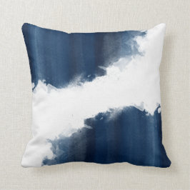 Modern Waterverf Navy Blue Pattern Kussen