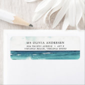 Modern Waterverf Ocean Beach Retouradres Etiket (Insitu)