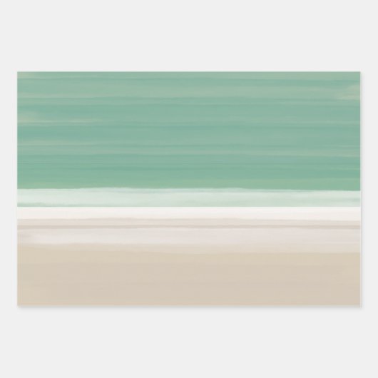 Modern Waterverf Ocean Beach Turquoise zand Inpakpapier Vel (Voorkant 3)