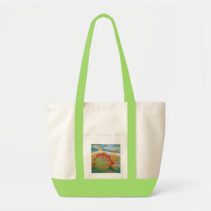 Modern Waterverf Oranje en Green Seashell T-Shir Tote Bag