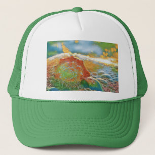 Modern Waterverf Oranje en Green Seashell T-Shir Trucker Pet