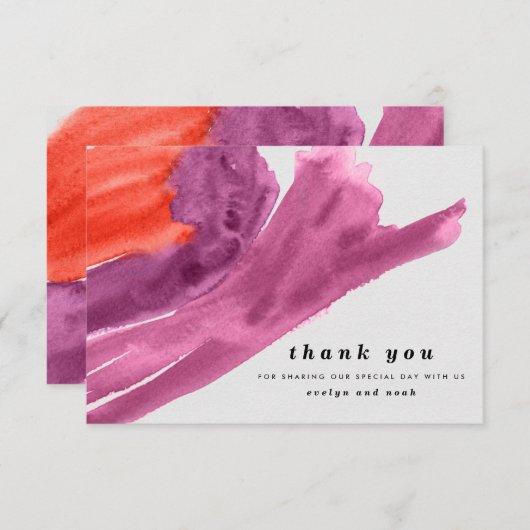 Modern Waterverf Paars Bedankkaart (Voorkant / Achterkant)