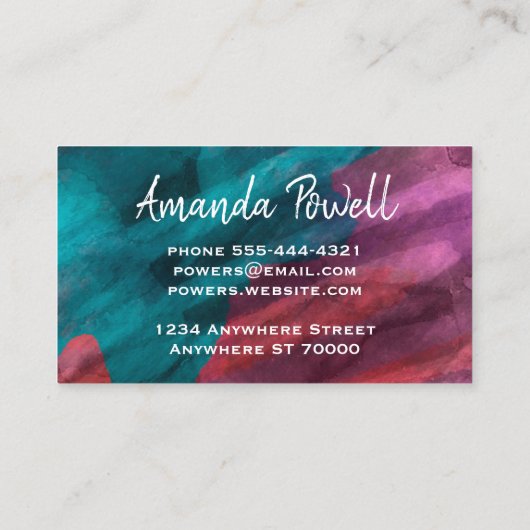 modern waterverf paars gedurfd abstract gebruik visitekaartje (Achterkant)