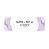 Modern Waterverf Paarse bruiloft retour adres Etiket (Voorkant)