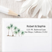 Modern Waterverf Palm Tree Retour Adreslabel Etiket (Insitu)